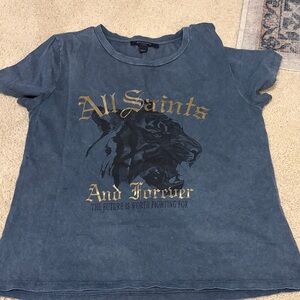 All Saints Washed Blue Graphic Tee